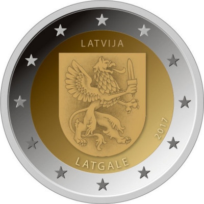 Монета 2 евро 2017 г Латвия "Историческая область Латгале".